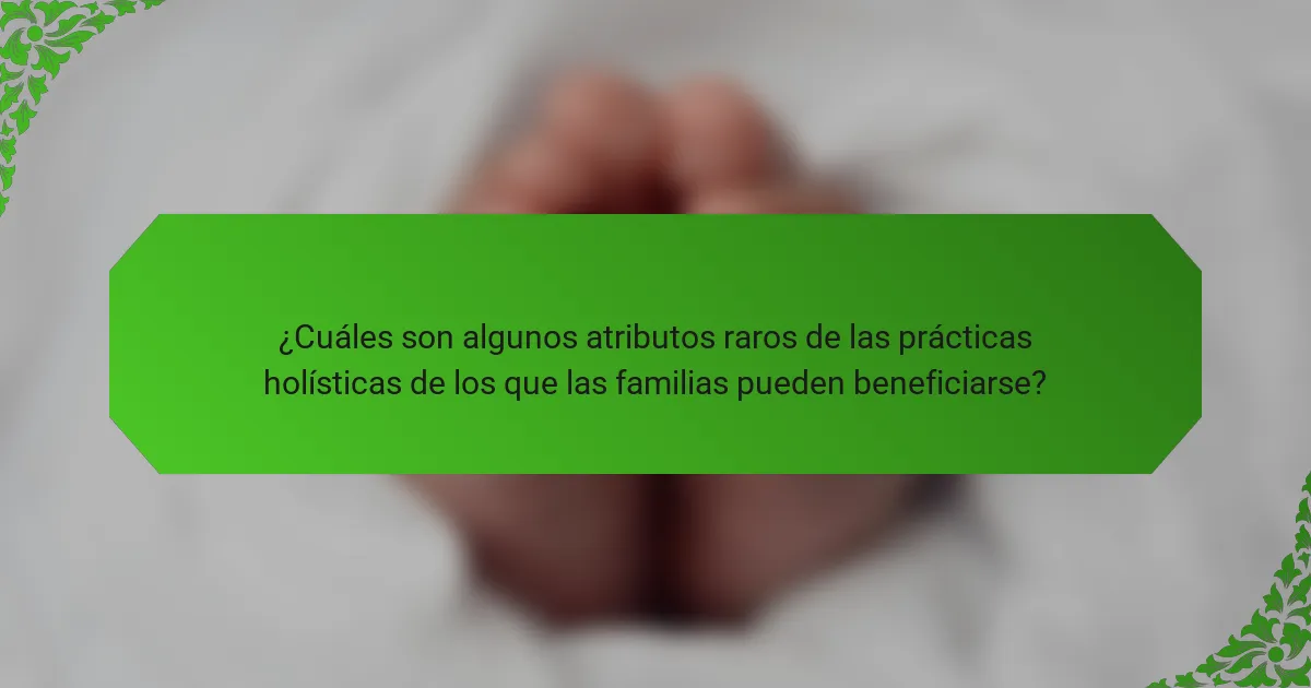 ¿Cuáles son algunos atributos raros de las prácticas holísticas de los que las familias pueden beneficiarse?