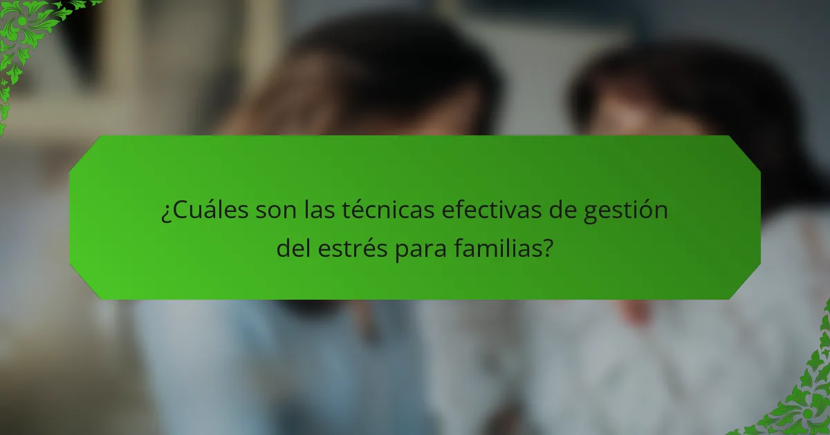 ¿Cuáles son las técnicas efectivas de gestión del estrés para familias?