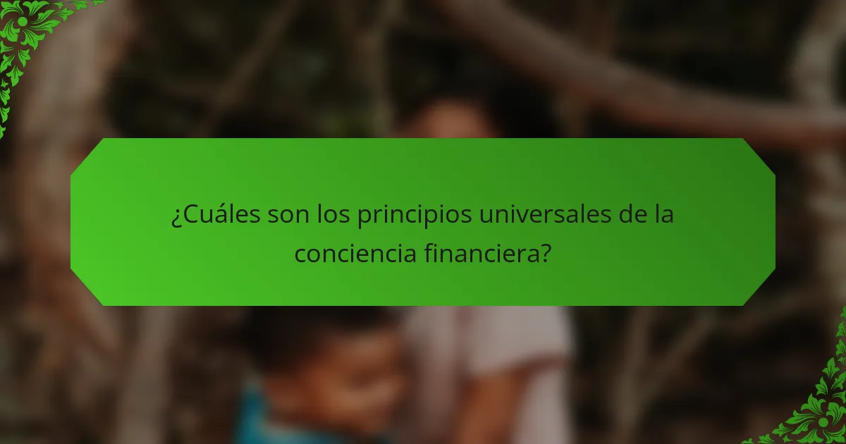 ¿Cuáles son los principios universales de la conciencia financiera?