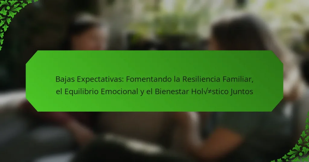 Bajas Expectativas: Fomentando la Resiliencia Familiar, el Equilibrio Emocional y el Bienestar Holístico Juntos