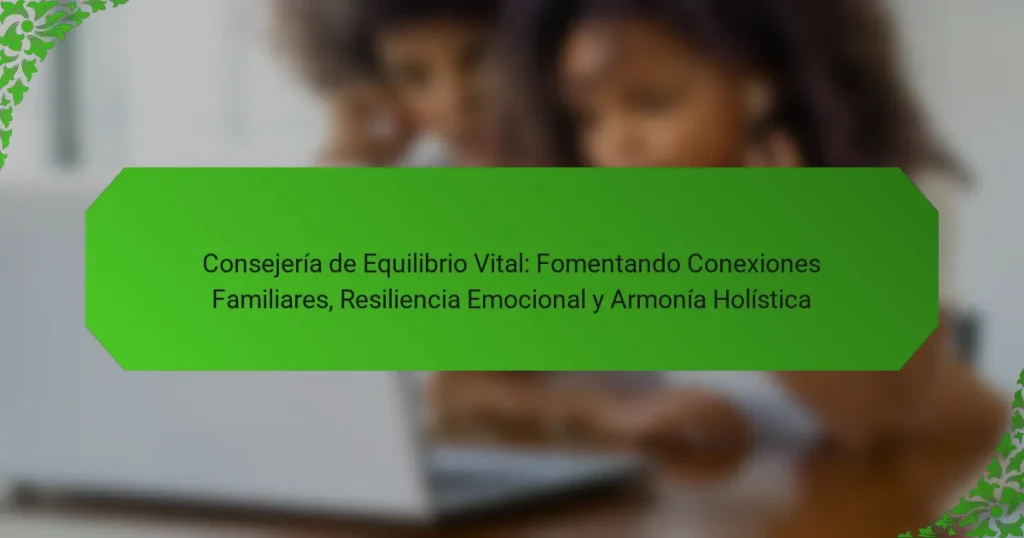 Consejería de Equilibrio Vital: Fomentando Conexiones Familiares, Resiliencia Emocional y Armonía Holística