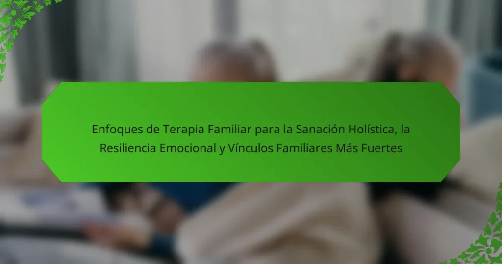 Enfoques de Terapia Familiar para la Sanación Holística, la Resiliencia Emocional y Vínculos Familiares Más Fuertes