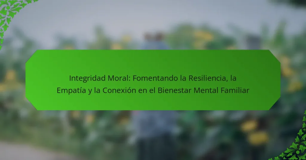 Integridad Moral: Fomentando la Resiliencia, la Empatía y la Conexión en el Bienestar Mental Familiar