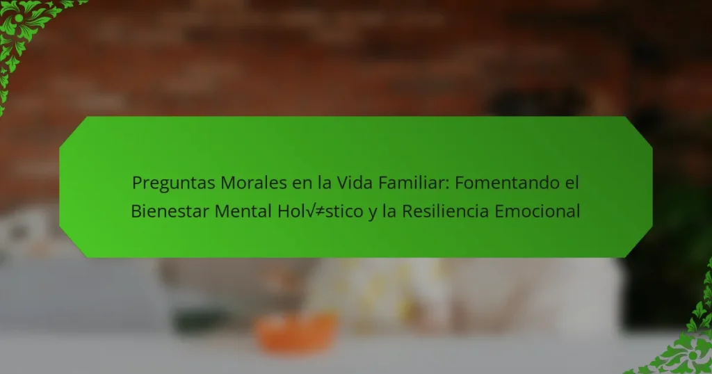 Preguntas Morales en la Vida Familiar: Fomentando el Bienestar Mental Holístico y la Resiliencia Emocional