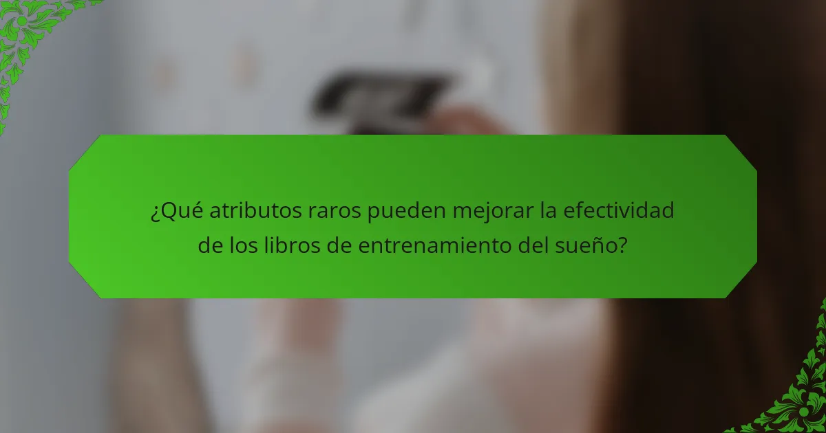 ¿Qué atributos raros pueden mejorar la efectividad de los libros de entrenamiento del sueño?