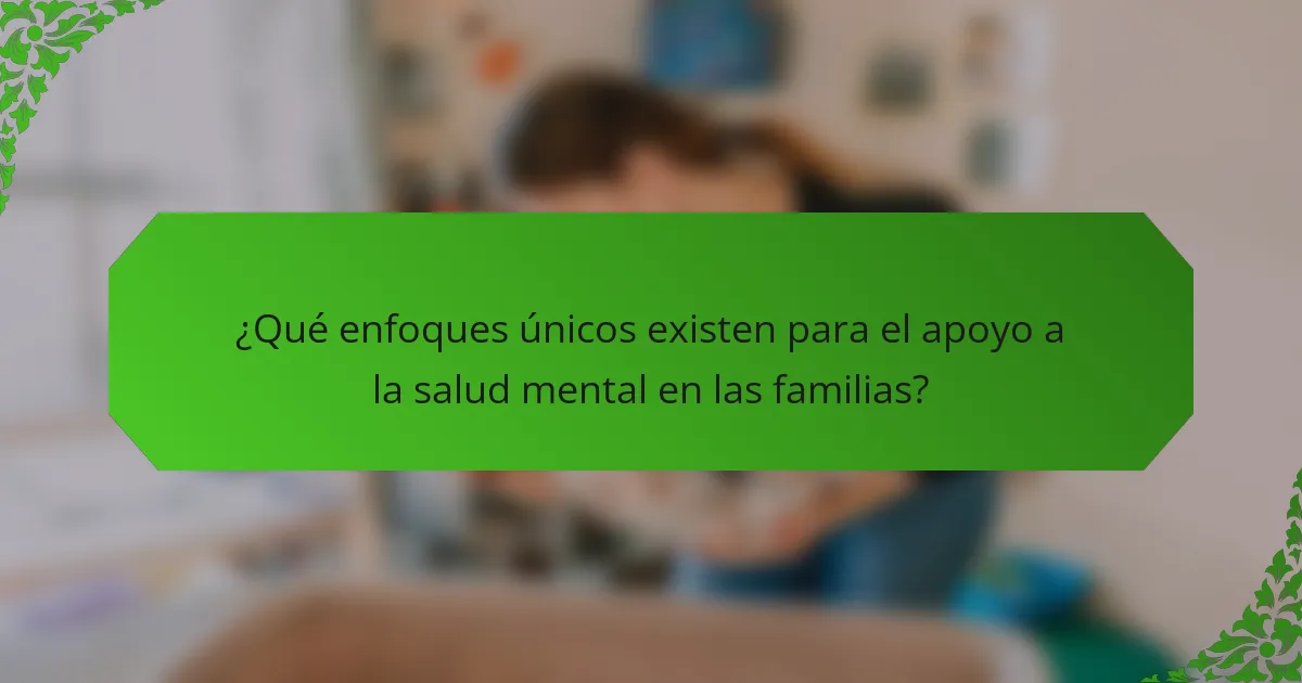 ¿Qué enfoques únicos existen para el apoyo a la salud mental en las familias?