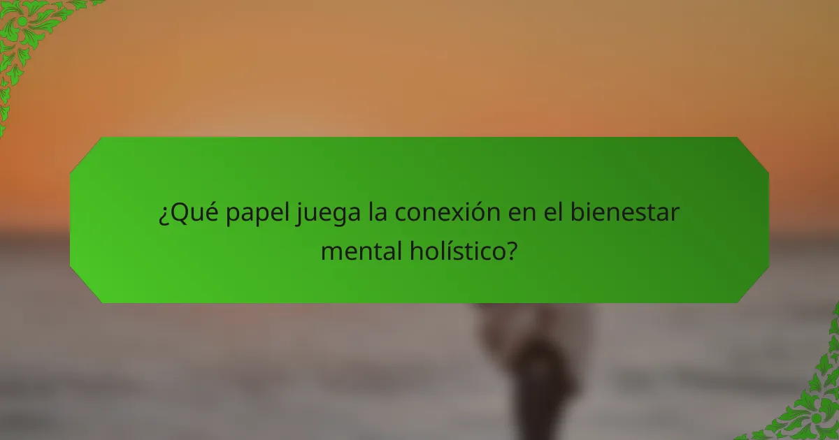 ¿Qué papel juega la conexión en el bienestar mental holístico?